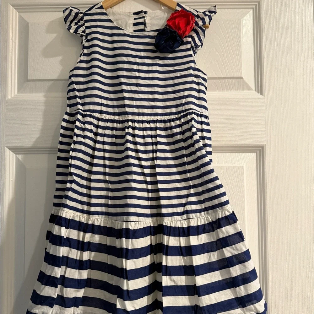 Janie and Jack Blue and White Pleated Sundress - Picture 2 of 9